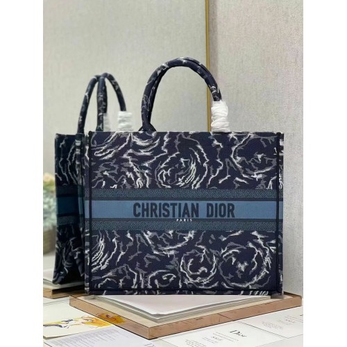 DIOR BOOK TOTE Geborduurd C1286-32 blauw