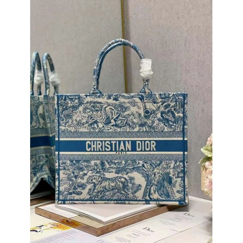 DIOR BOOK TOTE Geborduurd C1286-6 blauw