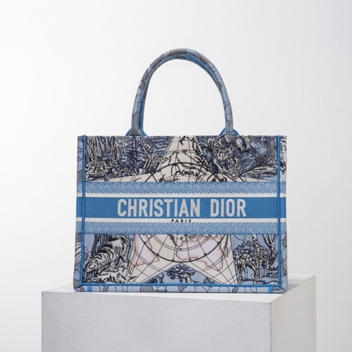 DIOR BOOK TOTE Geborduurd C1287-23 blauw