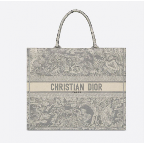 DIOR BOOK TOTE Grijs Toile de Jouy omgekeerd borduursel M1286ZR