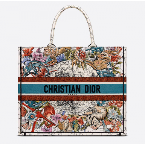 DIOR BOOK TOTE Latte Multicolor Dior Constellation-borduursel M1286Z