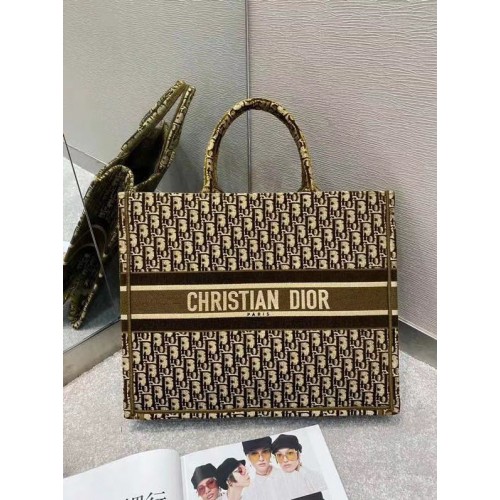 DIOR BOOK TOTE Oblique geborduurd fluweel M1297ZW bruin