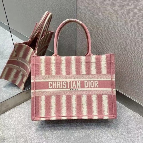 DIOR BOOK TOTE Roze D-strepen borduursel M1287
