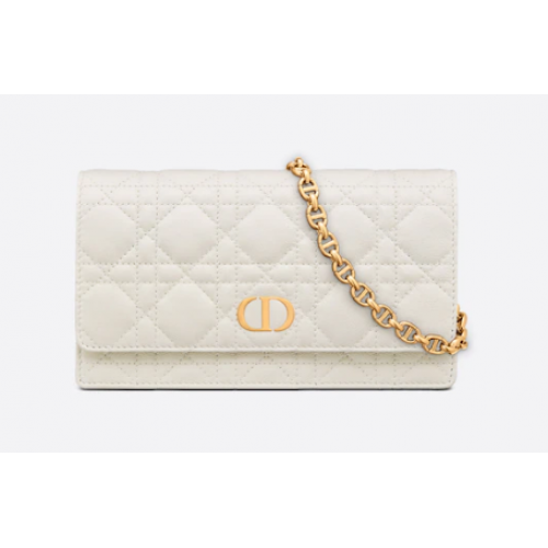 DIOR CARO RIEMZAKJE MET KETTING Latte Soepel Cannage-kalfsleer S5091UW