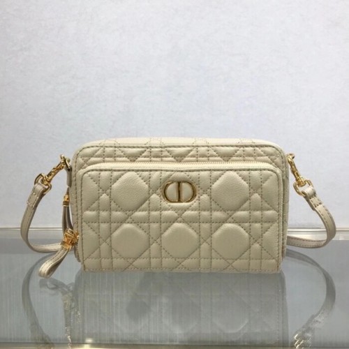 DIOR CARO DUBBELE ZAKJE Soepel Cannage-kalfsleer S5037U Beige
