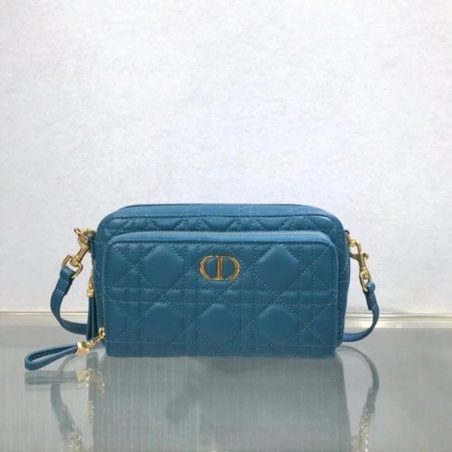 DIOR CARO DUBBELE ZAKJE Soepel Cannage-kalfsleer S5037U blauw