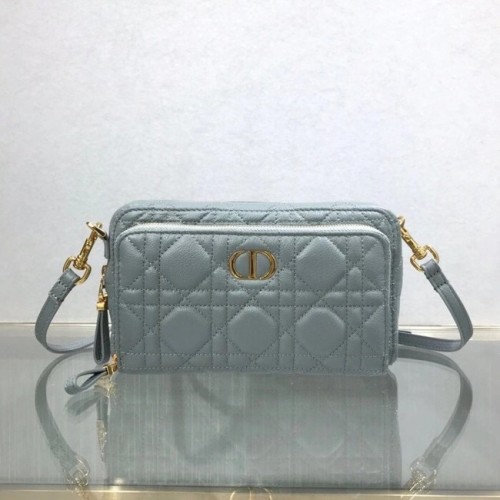 DIOR CARO DUBBELE ZAKJE Soepel Cannage-kalfsleer S5037U grijs