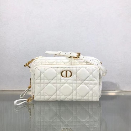 DIOR CARO DUBBELE ZAKJE Soepel Cannage-kalfsleer S5037U wit