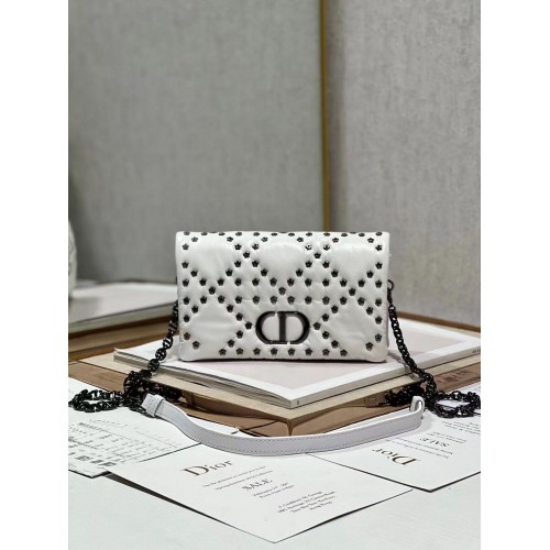 DIOR CARO MACROCANNAGE-ZAKJE Latte macrocannage kalfsleer met stermotief S5135UNH