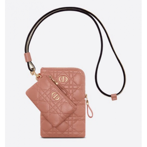DIOR CARO MULTIFUNCTIONEEL TASJE Donker nudekleurig Soepel Cannage-kalfsleer S5036U