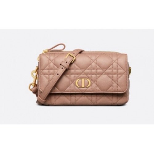 DIOR CARO-ZAKJE MET KETEN Soepel Cannage-kalfsleer S5125UWH Blush