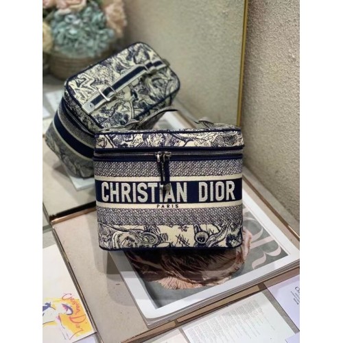 DIOR DIORTRAVEL TOILETTAS Blauw Dior Oblique-borduursel S5480VR