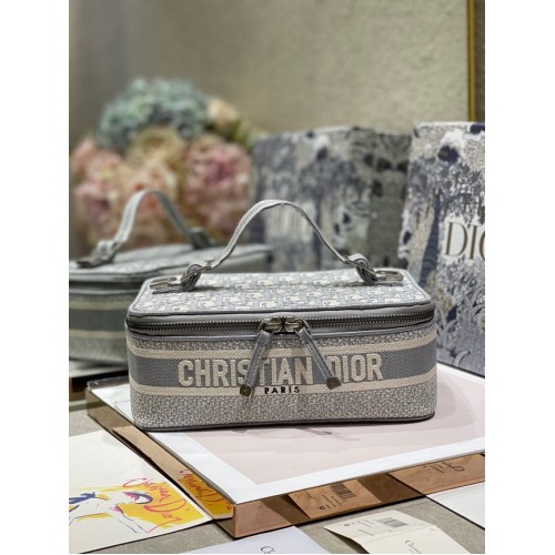 DIOR DIORTRAVEL VANITY CASE grijs Dior Oblique-borduursel S5481VR