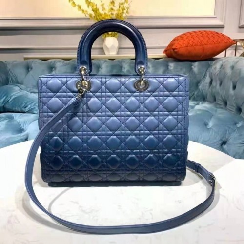 DIOR DAMESBAG Blauw gradiënt Cannage lamsleer M0567 blauw