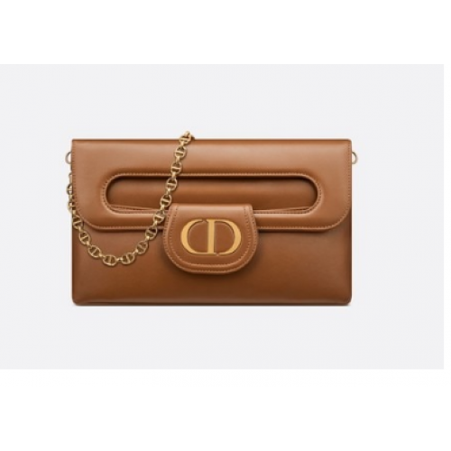 DIOR MEDIUM DIORDOUBLE BAG Verloop kalfsleer M8641U Cognackleurig glad