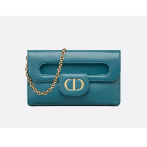 DIOR MEDIUM DIORDOUBLE TAS Kalfsleer met kleurverloop M8641U Diep oceaanblauw glad