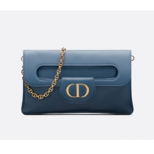 DIOR MEDIUM DIORDOUBLE TAS Kalfsleer met kleurverloop M8641U Indigoblauw