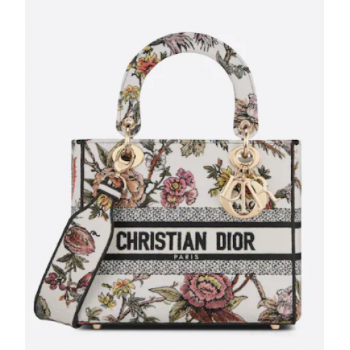 DIOR MEDIUM LADY D-LITE TAS Meerkleurig Dior Jardin Botanique-borduursel M0565