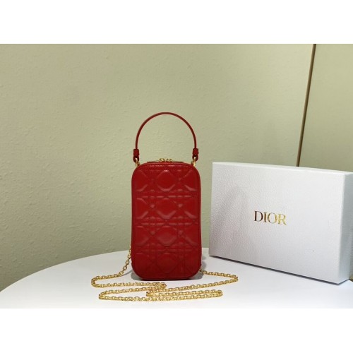 DIOR MINI BOBBYTAS Gradient Cannage lamsleer C0955 rood