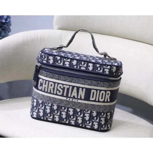 Dior Oblique geborduurd DIORTRAVEL VANITY CASE S5480 blauw