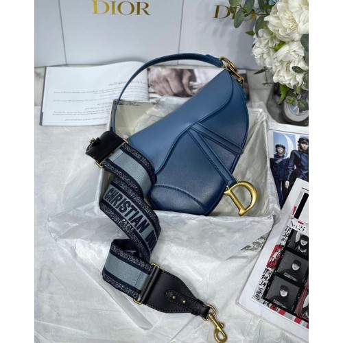 DIOR ZADELTAS Gradiënt kalfsleer M0446C blauw &schouderriem