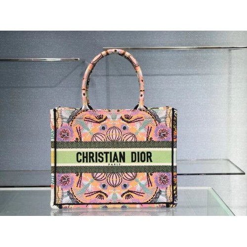 DIOR KLEINE DIOR BOOK TOTE Meerkleurig stropdas Dior-borduurwerk C1296