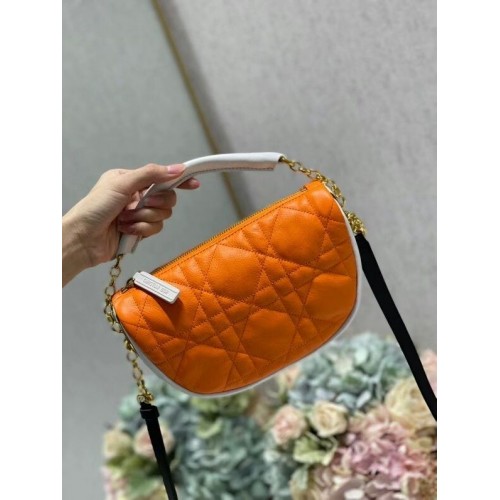 DIOR schoudertas Cannage lamsleer C0617 oranje
