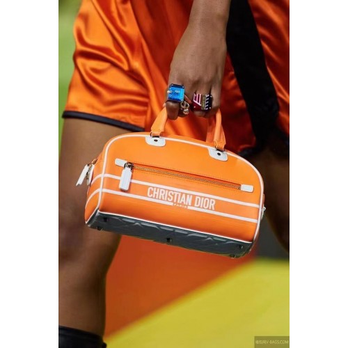 DIOR kleine lederen draagtas met reliëf C9201 oranje