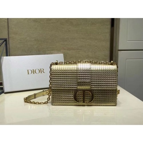 Dior 30 MONTAIGNE GLADDE KALFSHEREN FLAP BAG C9230 goud