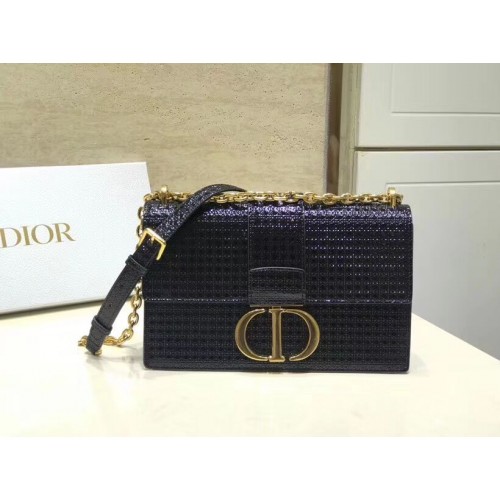 Dior 30 MONTAIGNE GLADDE KALFSHEREN FLAP BAG C9230 zwart