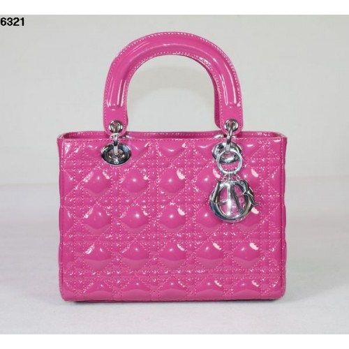 Christian Lady Dior Peachpuff lakleren tas 6321 zilver