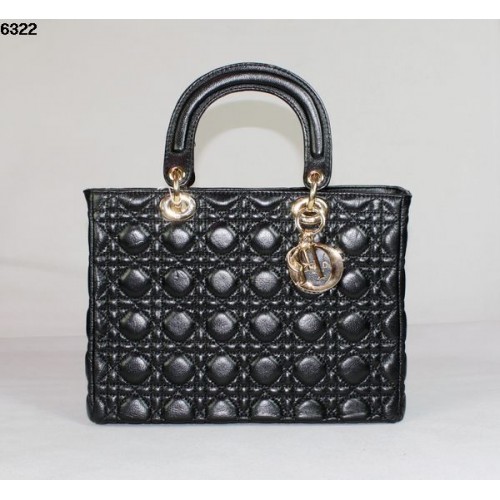 Christian Lady Dior zwarte lamsleren tas 6322 goud