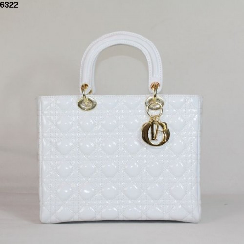Christian Lady Dior witte lakleren tas 6322 goud