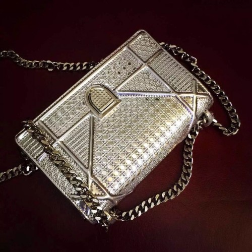 Dior Diorama Tas Origineel Leer CD13S Zilver