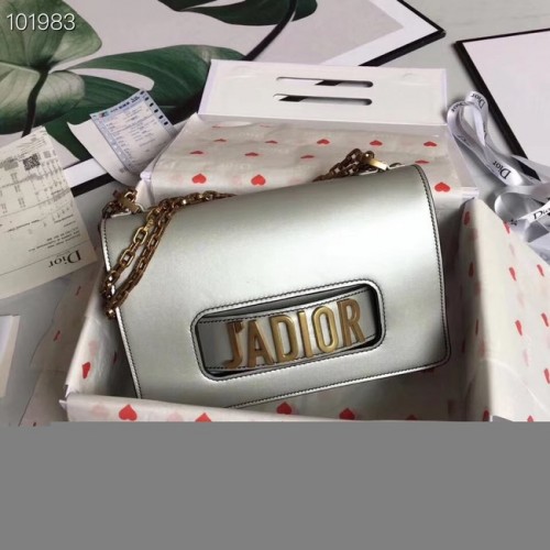 Dior Jadior Flap Bag met ketting Kalfsleer M9000C zilver