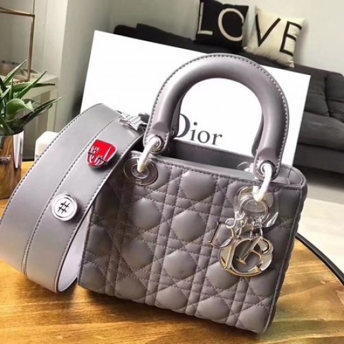 Dior Lucky Badges Originele tas van schapenleer 88034 grijs