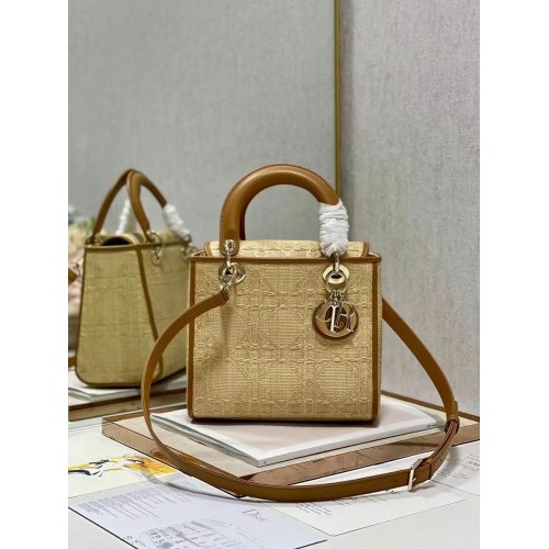 Dior MEDIUM LADY D-LITE TAS C9620 Abrikoos