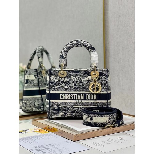 Dior MEDIUM LADY D-LITE TAS geborduurd M0565-13