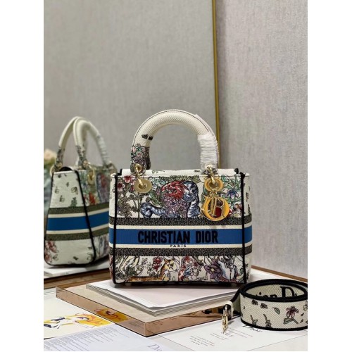 Dior MEDIUM LADY D-LITE TAS geborduurd M0565-18