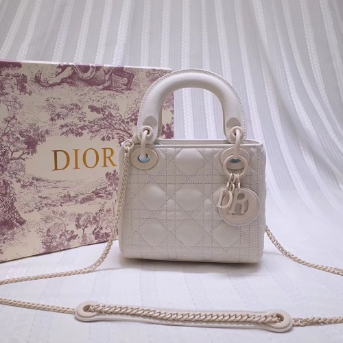 Dior MINI LADY DIOR KALFSLEREN TAS M0505 Wit