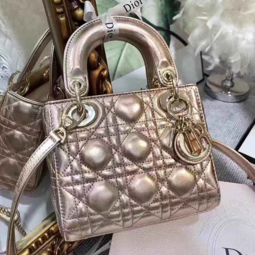 Dior MINI LADY DIOR KALFSLEREN TAS M0505 champagne