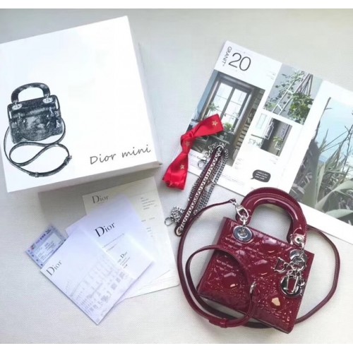 Dior MINI LADY DIOR KALFSLEREN TAS M0505O bordeauxrood