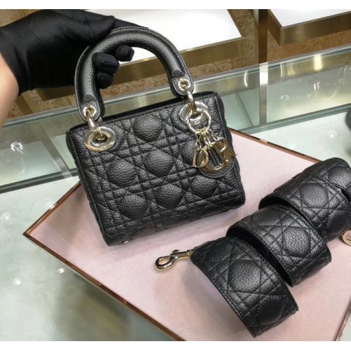 Dior MINI LADY DIOR KALFSHEREN TAS M0573 zwart