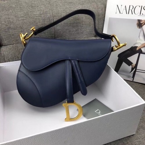 Dior MINI ZADELTAS KALFSLEER M0447 donkerblauw