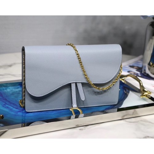Dior SADDLE DIOR OBLIQUE Clutch met ketting S5614 lichtblauw