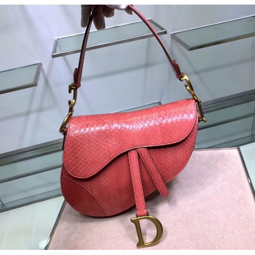 Dior SADDLE Handtas van slangenleer C9046 roze