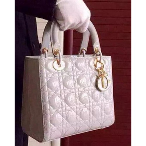 Dior Small Lady Dior-tas lakleer CD5502 grijs
