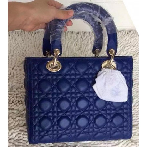 Dior Small Lady Dior-tas Schapenleer CD8239 Blauw