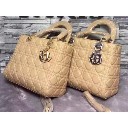 Dior Small Lady Dior-tas Schapenleer CD6322 Abrikoos