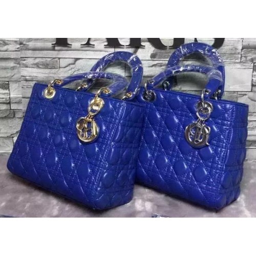 Dior Small Lady Dior-tas Schapenleer CD6322 Blauw